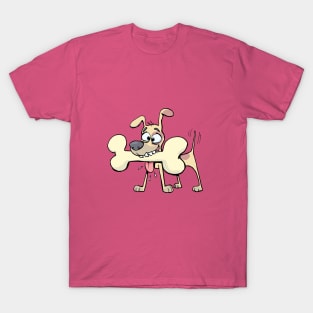 small dog carries a huge bone T-Shirt